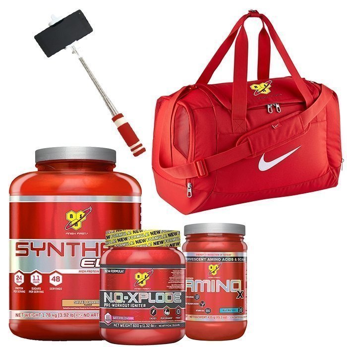 BSN Syntha-6 Edge 48 serv + NoX 30 + Amino-X 70 + Selfie stic + Nikebag