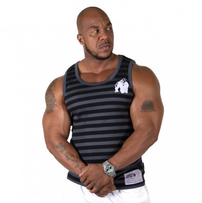 Gorilla Wear Stripe Strech Tank Top musta-harmaa