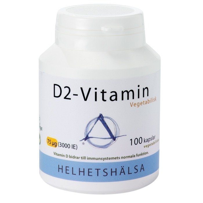 Helhetshälsa D-vitamiini D2 (kasvipohjainen) 75 mcg 100 kapselia