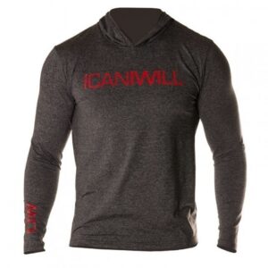 ICANIWILL Long Sleeve Hoodie V.2 (harmaa/punainen)