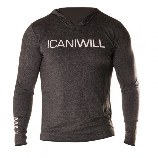 ICANIWILL Long Sleeve Hoodie V.2 (harmaa/valkoinen)