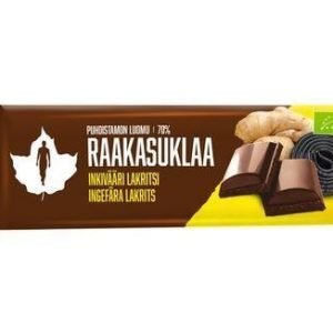 Puhdistamo Luomu Lakritsi-Inkivääri Raakasuklaapatukka